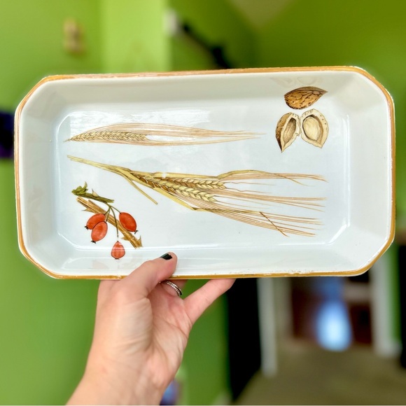 VTG Royal Worcester Wheat Walnut Berries Rectangular Kitchen Serving Tray - Picture 5 of 9